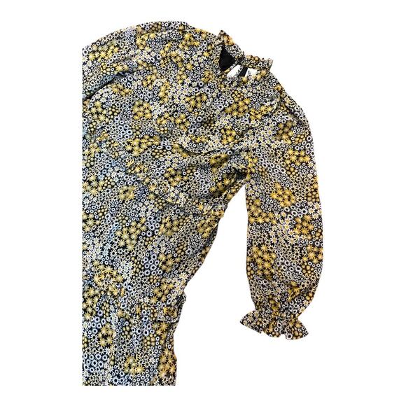 Violet Dress Womens Size 14 Prairie Flowy Floral Ruffle Dress Black Yellow Boho - Picture 4 of 6